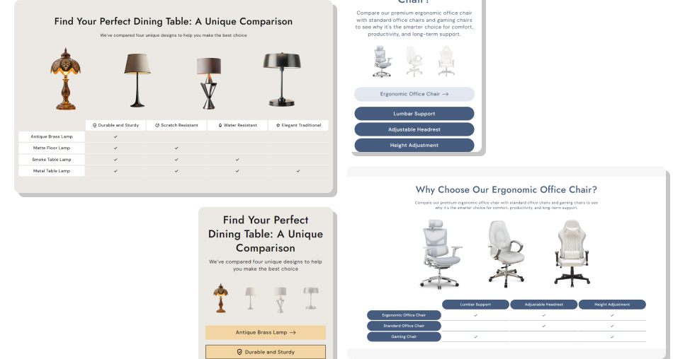 Compare Card Hover Image Highlight Section