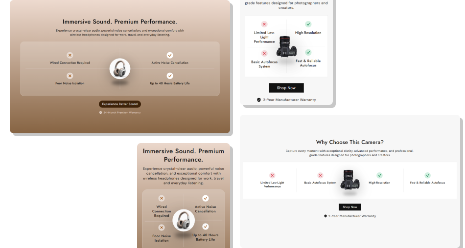 Compare Card Floating Image Section