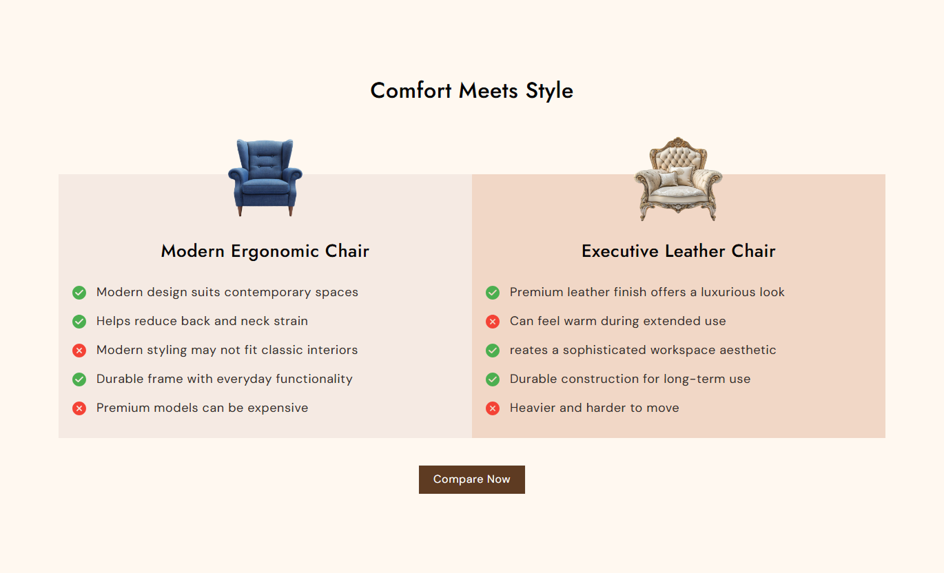 Product comparison preview