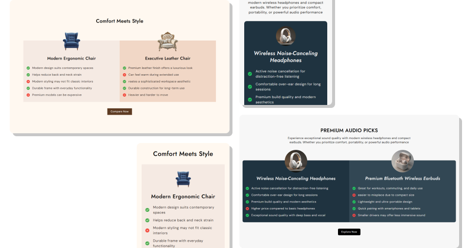 Compare Card section