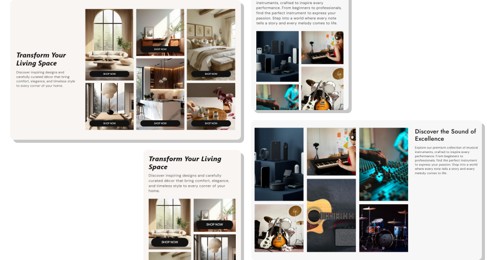 Image Gallery Showcase section