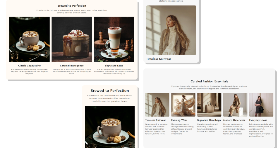 Visual Image Grid Showcase Section