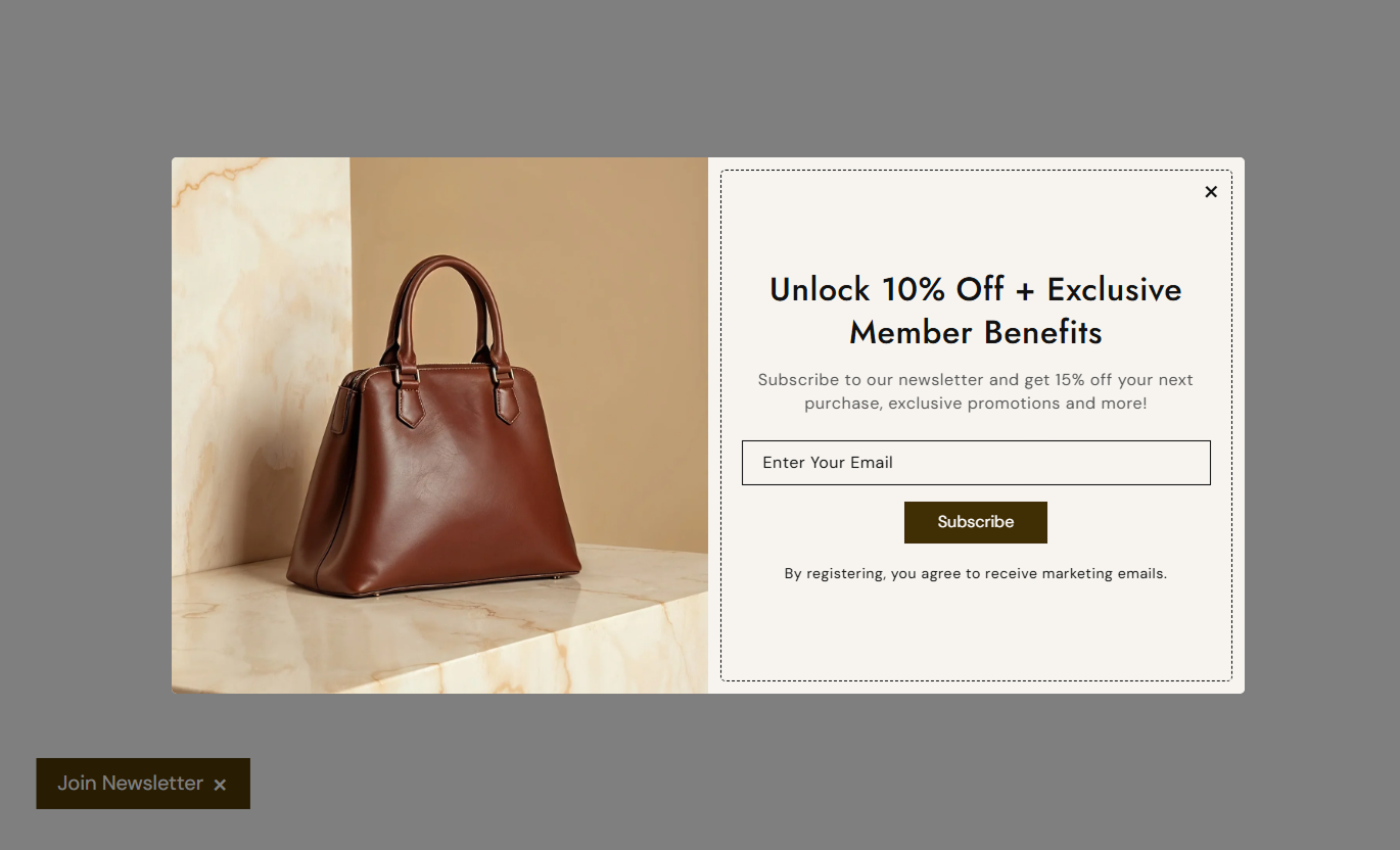 Newsletter Popup Desktop Preview 1