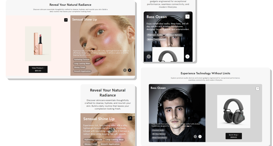 Product Slider Showcase section