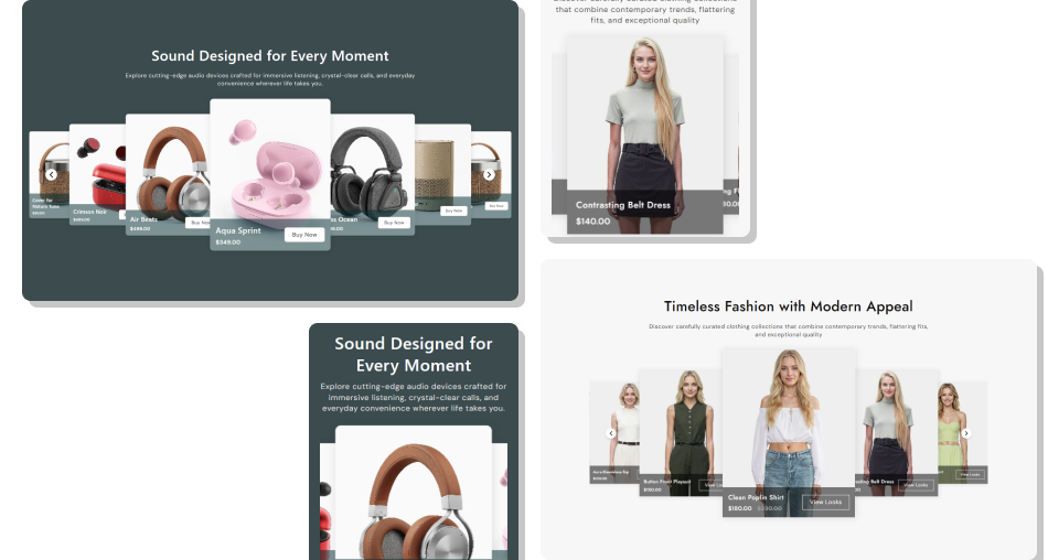 Product Slider Highlights section benefits