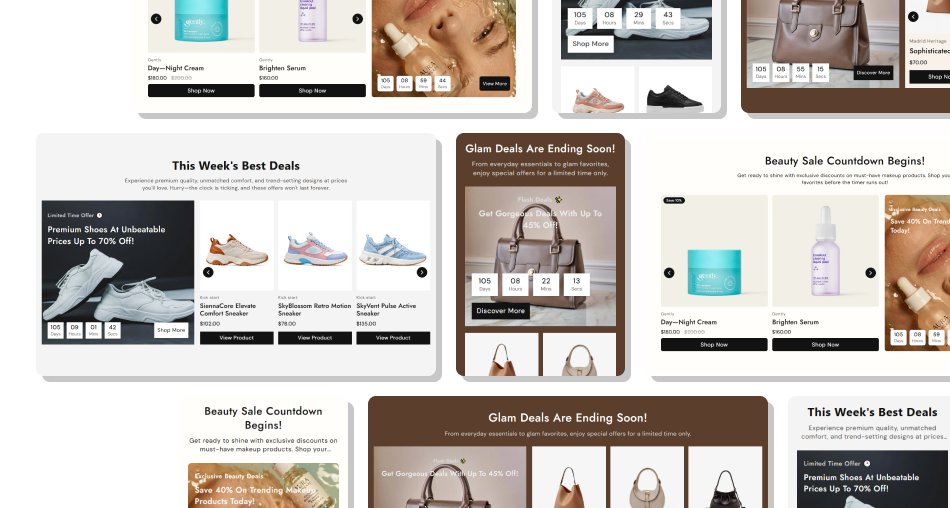 Sale Countdown Featured Products section benefits