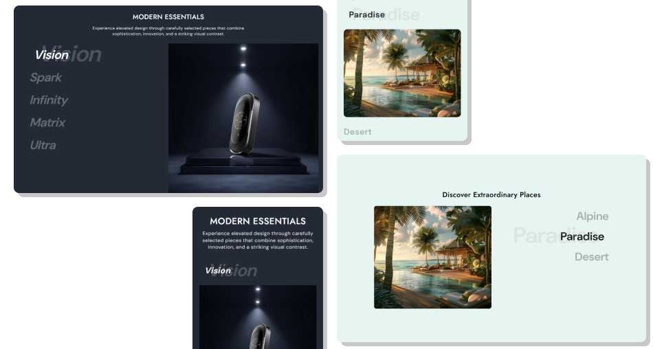 Tab Wise Image section