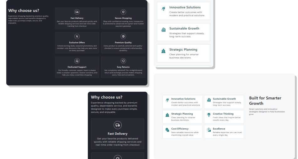 USP Icon Bar Card Grid Section